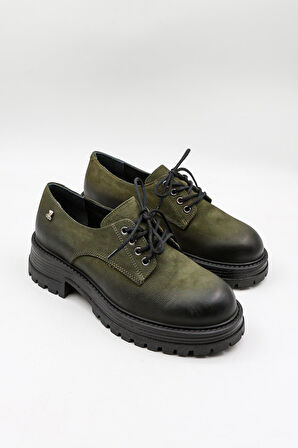 Venüs 2554601k Kadın Deri Bağcıklı Ayakkabı - Yeşil - 36