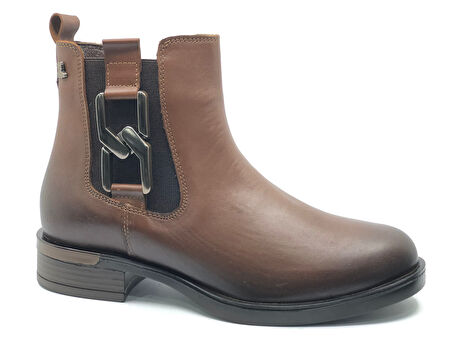 Venüs Apricus Hakiki Deri Düz Kaymaz Taban Ortopedik Kadın Bot