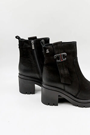 Venüs Kadın Hakiki Deri Fermuarlı Günlük Bot 2351311K - Siyah - 36