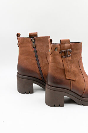 Venüs Kadın Hakiki Deri Fermuarlı Günlük Bot 2351311K - Vizon - 36