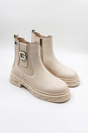 Venüs Kadın Hakiki Deri Bot 2550601K - Bej - 36