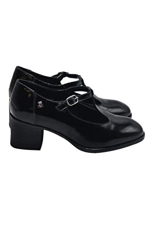 Venüs 2512705k Kadın Deri Topuklu Ayakkabı - Siyah Rugan - 36