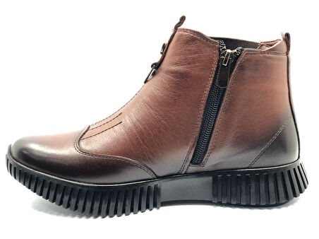 Venüs Turgana Hakiki Deri Düz Kaymaz Taban Ortopedik Kadın Bot