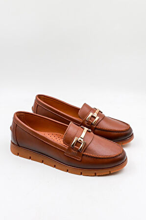 Venüs Kadın Hakiki Deri Tokalı Loafer Ayakkabı 25075610K - Taba - 36