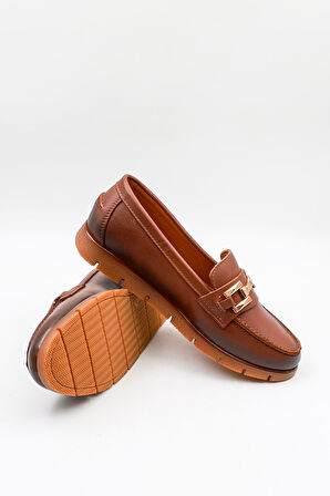 Venüs Kadın Hakiki Deri Tokalı Loafer Ayakkabı 25075610K - Taba - 36
