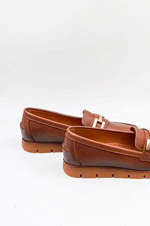 Venüs Kadın Hakiki Deri Tokalı Loafer Ayakkabı 25075610K - Taba - 36