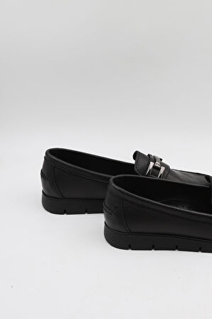 Venüs Kadın Hakiki Deri Tokalı Loafer Ayakkabı 25075610K - Siyah - 36
