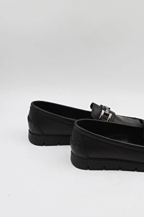 Venüs Kadın Hakiki Deri Tokalı Loafer Ayakkabı 25075610K - Siyah - 36