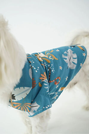 Patilinka Kedi Köpek Yazlık Kıyafet – Lacivert Hayvan Desenli Poplin Gömlek