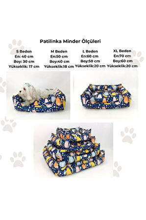 Patilinka Kedi Köpek Minderi – Lacivert Oyuncu Kediler Yumuşak Minder – Yatak