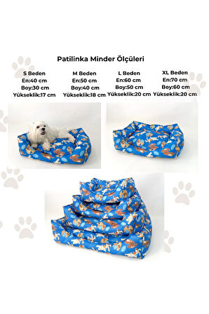 Patilinka Kedi Köpek Minderi – Mavi Oyuncu Köpekler Yumuşak Minder – Yatak