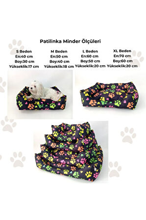 Patilinka Kedi Köpek Minderi – Siyah Pati Desenli Yumuşak Minder – Yatak
