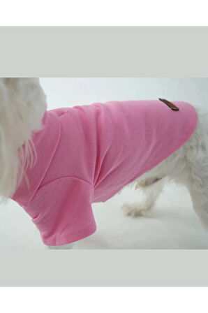 Patilinka Kedi Köpek Yazlık Kıyafet – Pembe Polo Yaka Tişört