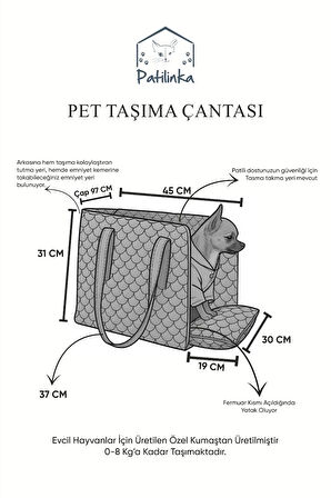 Patilinka Kedi Köpek Taşıma Çantası – Çok Renkli Tasma Kancalı Oto Koltuğu - Taşıma Çantası