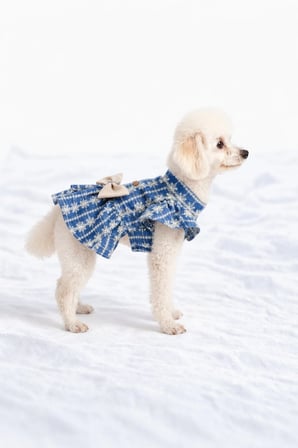 Kedi - Köpek Yazlık - Mevsimlik Çiçekli Kot Elbise - Jile - Kıyafet -Tişört