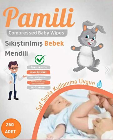 PAMİLİ Sıkıştırılmış Bebek Mendili 250 Adet