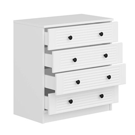 Kale Şifonyer 4 Çekmece - Mebran Beyaz Panjur