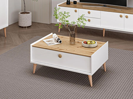 Mitra Orta Sehpa - Beyaz/Artisan