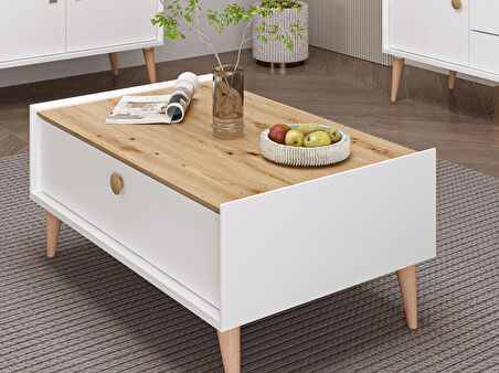 Mitra Orta Sehpa - Beyaz/Artisan