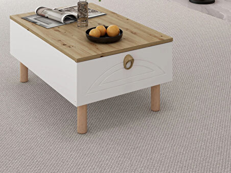 Lotus Bohem Tarz Orta Sehpa - Beyaz/Artisan