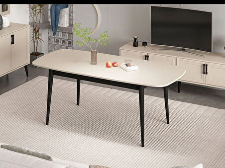 Prime Açılır Yemek Masası - Kumtaşı/Siyah Ayak