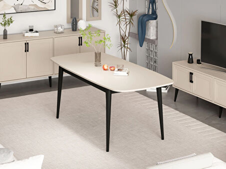 Prime Açılır Yemek Masası - Kumtaşı/Siyah Ayak