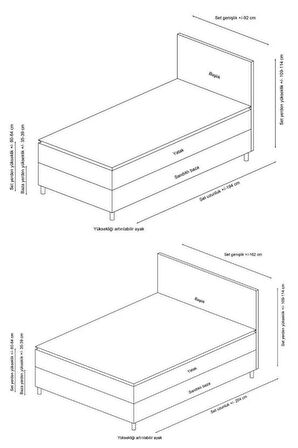Safir Bazalı Karyola - Antrasit 90x190