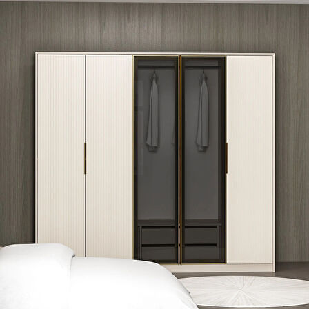 Kale Luxe 5 Kapaklı Gardrop - Kumtaşı