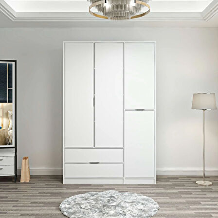 Elina 3 Kapaklı Dolap - Beyaz/Beyaz