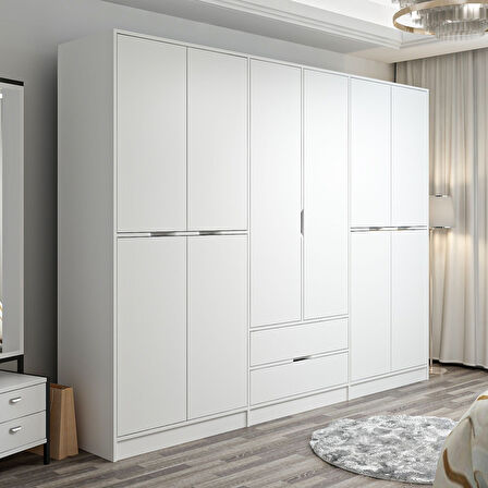 Elina 6 Kapaklı Dolap - Beyaz/Beyaz