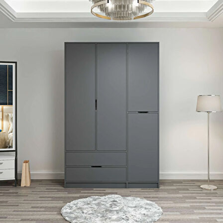 Elina 3 Kapaklı Dolap - Antrasit/Antrasit