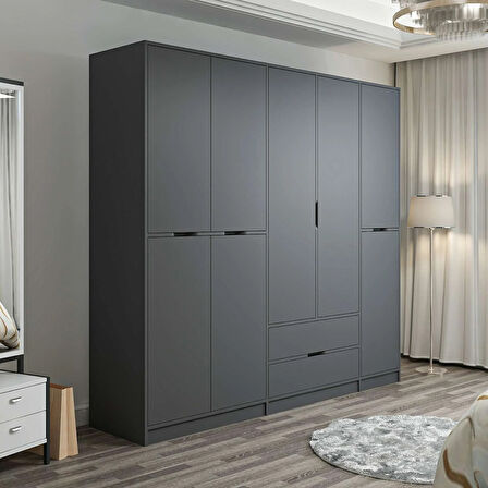 Elina 5 Kapaklı Dolap - Antrasit/Antrasit