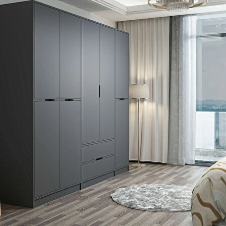 Elina 5 Kapaklı Dolap - Antrasit/Antrasit