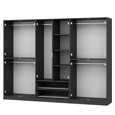 Elina 6 Kapaklı Dolap - Antrasit/Antrasit