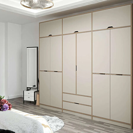 Elina 6 Kapaklı Dolap + Yüklük - Dore/Kumtaşı