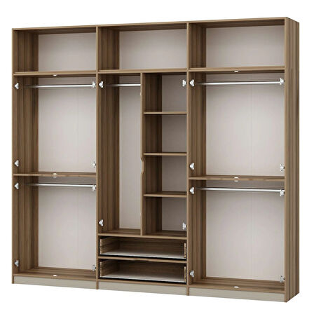 Elina 6 Kapaklı Dolap + Yüklük - Dore/Kumtaşı