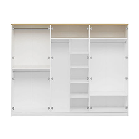 Lotus Bohem Tarz 6 Kapaklı Gardrop - Artisan/Beyaz