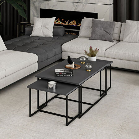 Levada 3'lü Zigonlu Sehpa - Antrasit