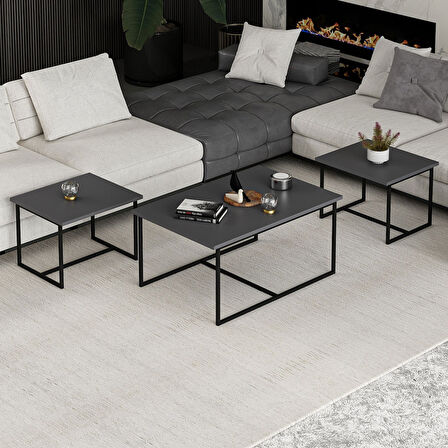 Levada 3'lü Zigonlu Sehpa - Antrasit