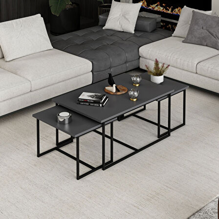 Levada 3'lü Zigonlu Sehpa - Antrasit