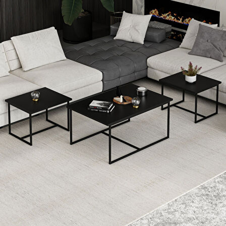 Levada 3'lü Zigonlu Sehpa - Siyah