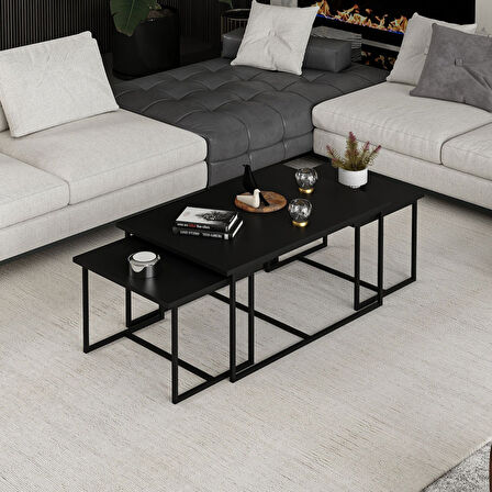 Levada 3'lü Zigonlu Sehpa - Siyah