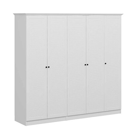 Kale 5 Kapaklı 2Ç Taçlı Dolap Beyaz Mebran Panjur Beyaz 190CM