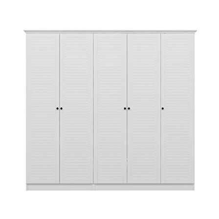 Kale 5 Kapaklı 2Ç Taçlı Dolap Beyaz Mebran Panjur Beyaz 190CM