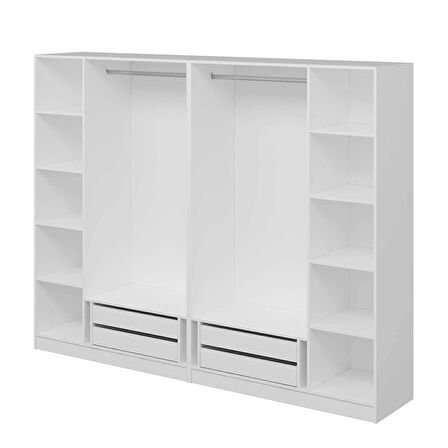 Kale 6 Kapaklı 4Ç Taçlı Dolap Beyaz Mebran Panjur Beyaz 190CM