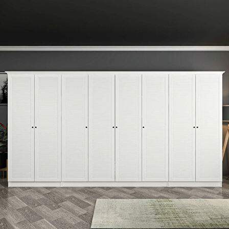 Kale 8 Kapaklı 2Ç Taçlı Dolap Beyaz Mebran Panjur Beyaz 190CM