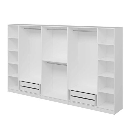 Kale 8 Kapaklı 4Ç Taçlı Dolap Beyaz Mebran Panjur Beyaz 190CM