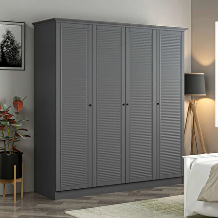 Kale 4 Kapaklı 2Ç Taçlı Dolap Antrasit Mebran Panjur Antrasit 190CM