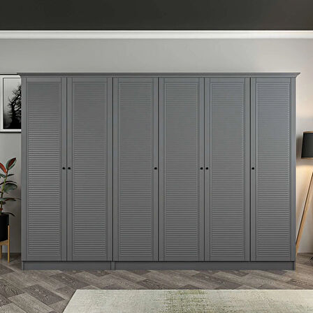 Kale 6 Kapaklı 2Ç Taçlı Dolap Antrasit Mebran Panjur Antrasit 190CM