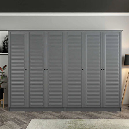 Kale 6 Kapaklı 4Ç Taçlı Dolap Antrasit Mebran Panjur Antrasit 190CM